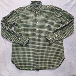 Ralph Lauren Men XL  Forest Green Red Plaid Button Down Long Sleeve Vintage